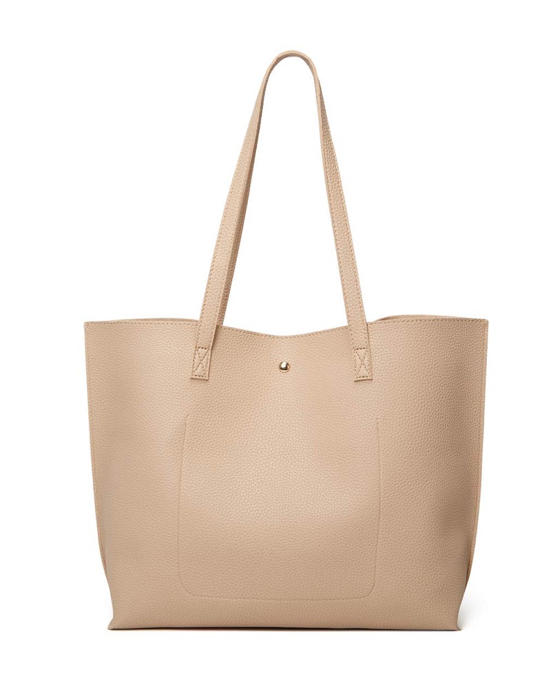 Dreubea Women's Soft Faux Leather Tote Shoulder Bag from, Big Capacity Tassel Handbag Khaki - Image 3